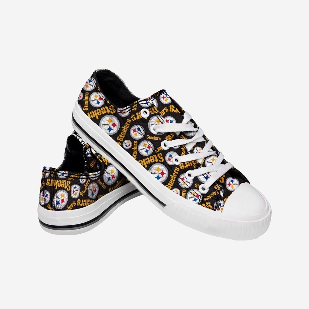Steelers shoes Black and White Logo Sneakers